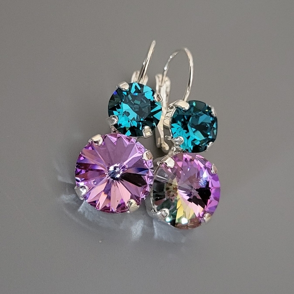 Austrian Crystal Earrings in Shiny Silver - Picture 9 of 11